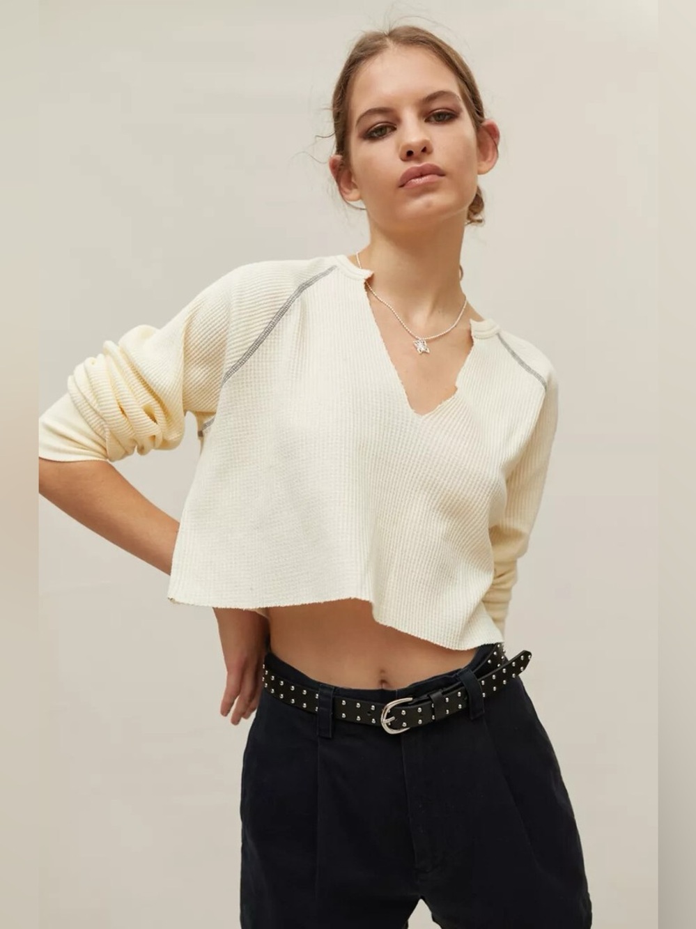 UO BDG Noah Notch Thermal Ivory Top